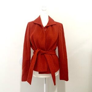 Jones New York Brown and Orange Blazer with Wide Collar
